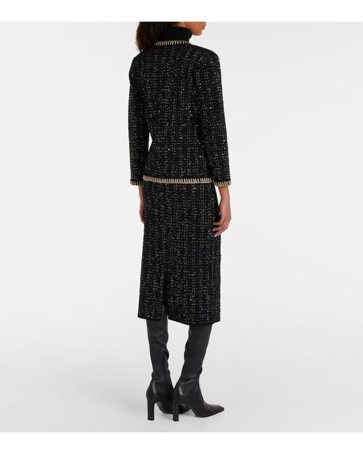 Veronica Beard Black Corbin Tweed Midi Skirt