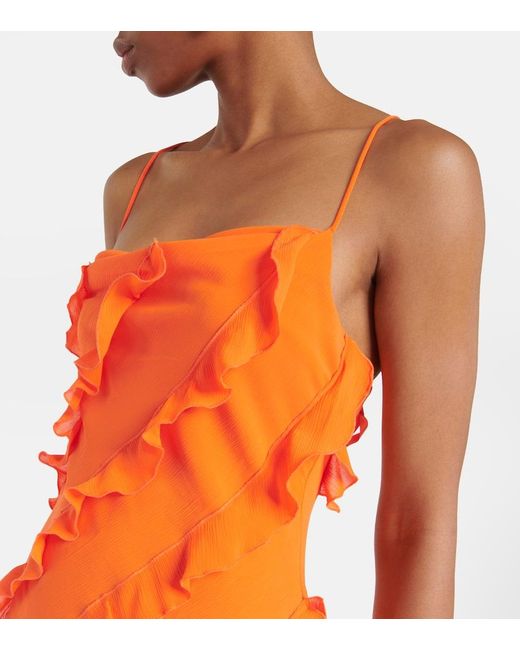 Staud Orange Ruffle-trimmed Crepe Maxi Dress