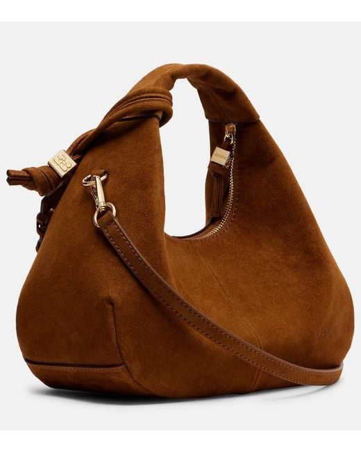 Ganni Brown Mini Top-Handle Bag