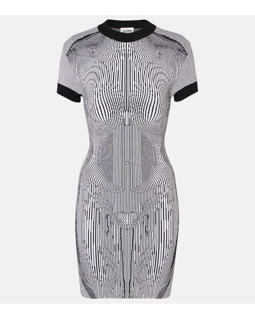Abito Corto Morphing Pinstripe di Jean Paul Gaultier in Gray