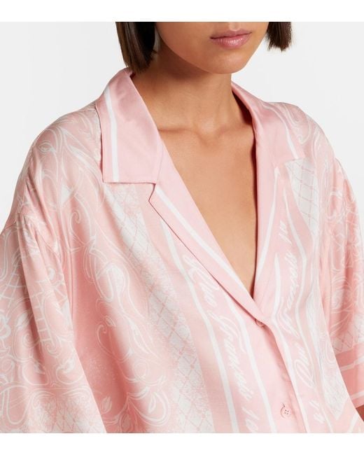 Balmain Pink Printed Twill Pajama Shirt
