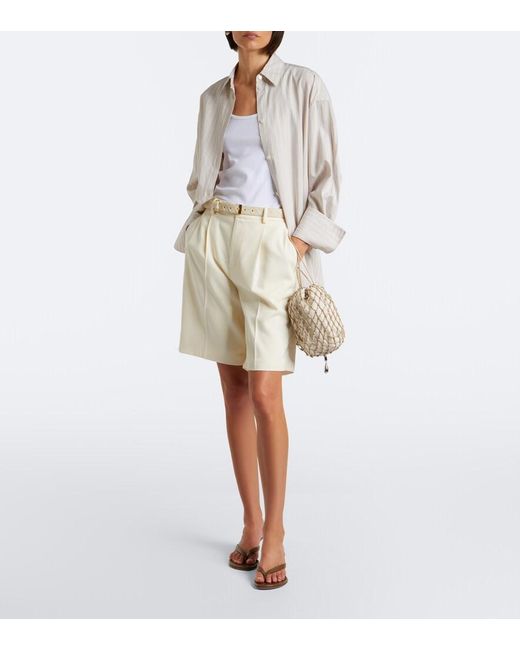 SAVETTE White Pouch Macrame Small Aus Leder