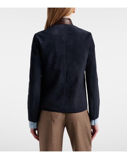 Loro Piana Blue Spagna Mini Suede Jacket