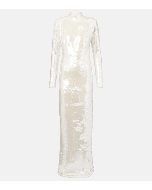 The New Arrivals Ilkyaz Ozel White Catroux Sequined Gown
