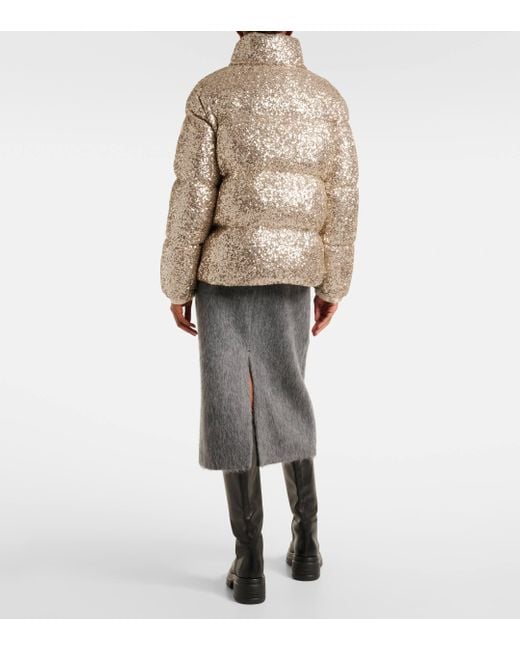 Moncler Natural Anterne Sequined Down Jacket