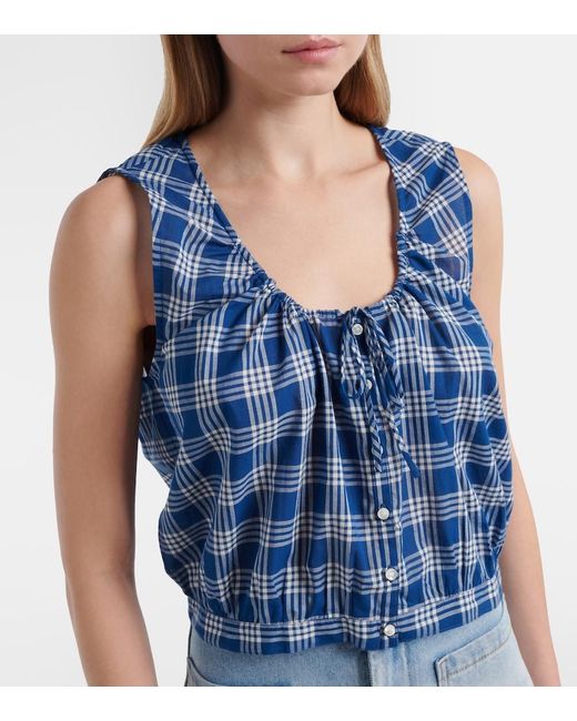 Doen Blue Theo Checked Cotton Top