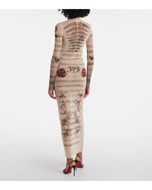 Jean Paul Gaultier Natural Maxikleid Aus Mesh