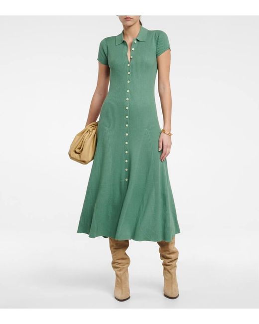 Polo Ralph Lauren Green Ribbed-knit Wool Maxi Dress