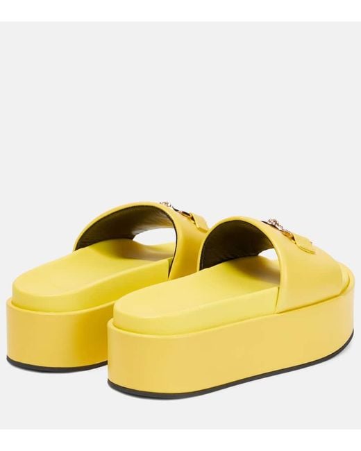 Versace Yellow Medusa '95 Leather Platform Sandals