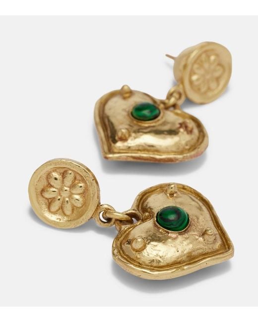 ALÉMAIS White Jem Heart Drop Earrings