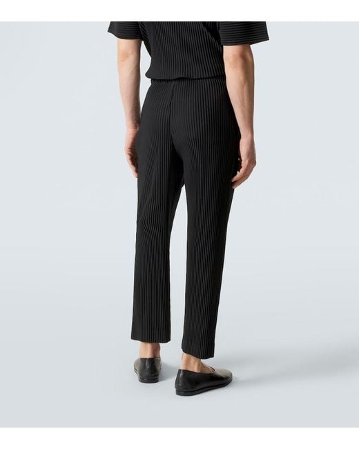 Homme Plissé Issey Miyake Black Tuxedo Pleats Straight Pants for men