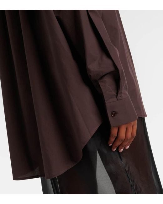 Frankie Shop Brown Ornella Oversized Cotton Shirt