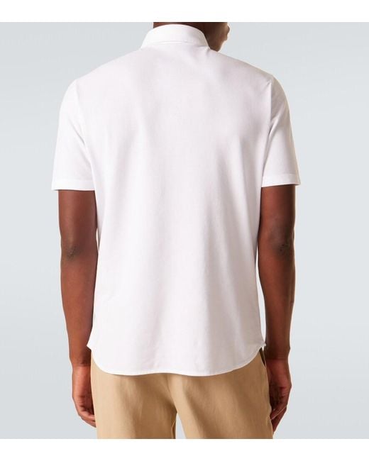Loro Piana White Brenna Cotton Pique Polo Shirt for men