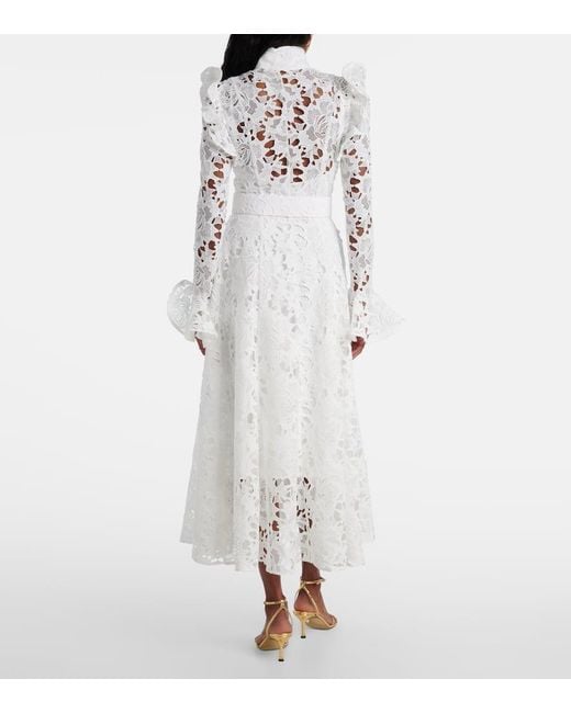 LEO LIN White Midikleid Aliyah Aus Spitze