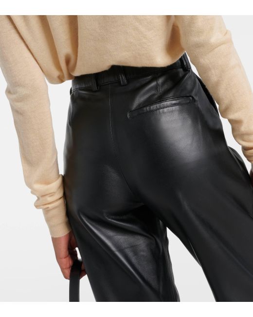 Joseph Black Tessier High-rise Leather Wide-leg Pants