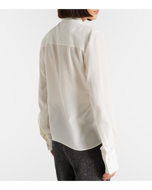 McQueen White Tie-Neck Crepe De Chine Blouse