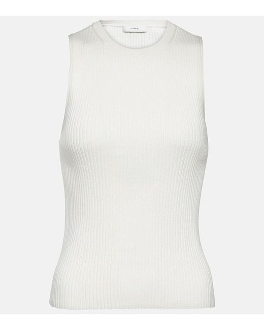Vince White Ribbed-knit Tank Top