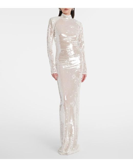 Abito Lungo Catroux Con Paillettes di The New Arrivals Ilkyaz Ozel in White
