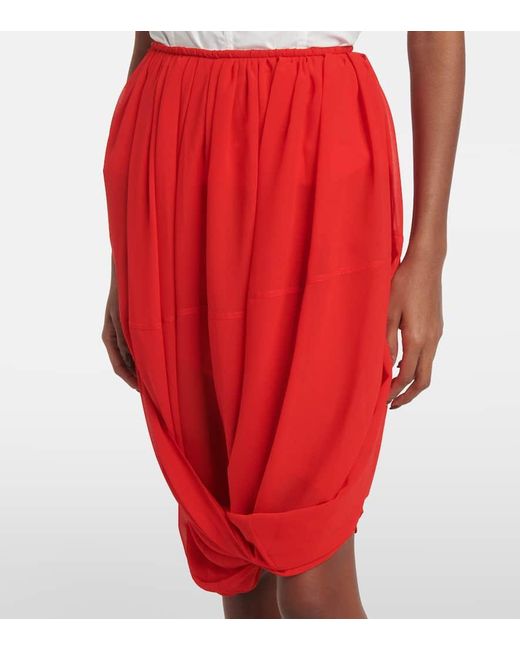 JACQUES WEI Red Chiffon Midi Skirt
