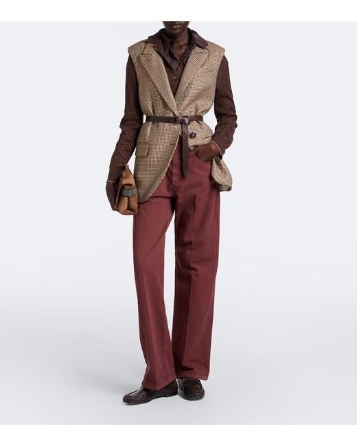 Brunello Cucinelli Red Monili Straight Jeans