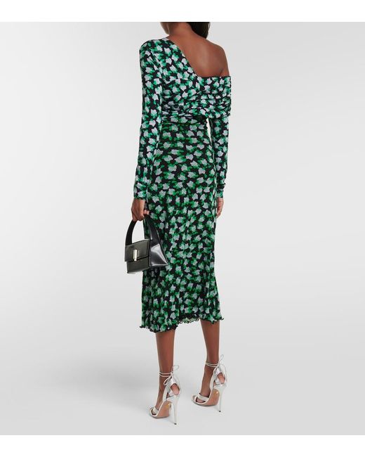 Diane von Furstenberg Green Fabian Polka-Dot Midi Dress