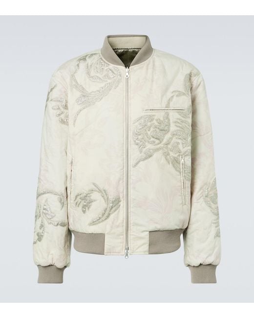 Dries Van Noten Natural Embroidered Cotton Bomber Jacket for men