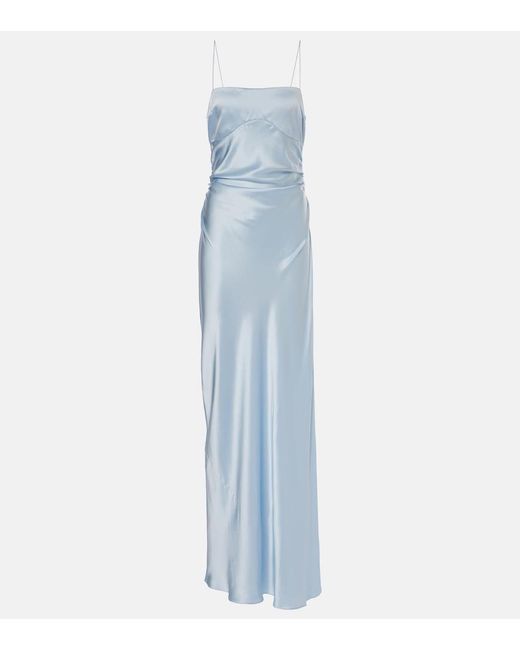 Sir Blue Lush Gathered Silk Slip Dress