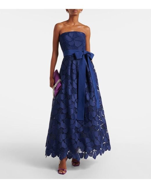 Elie Saab Blue Lace Bustier Gown