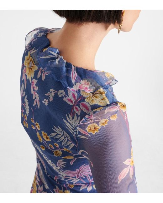 Etro Blue Floral Silk Wrap Dress