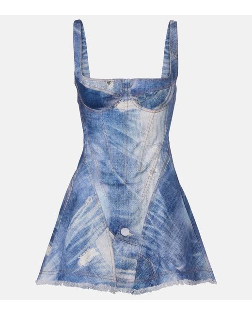 Roberto Cavalli Blue Faded Denim Minidress