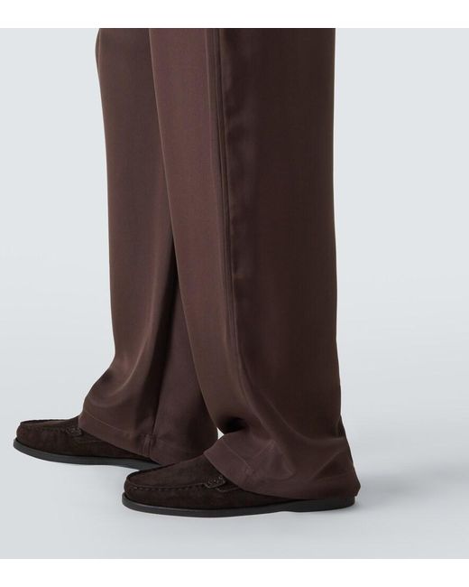 Saman Amel Brown Silk Wide-Leg Pants for men
