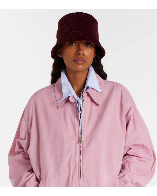 Prada Red Cotton Corduroy Bucket Hat