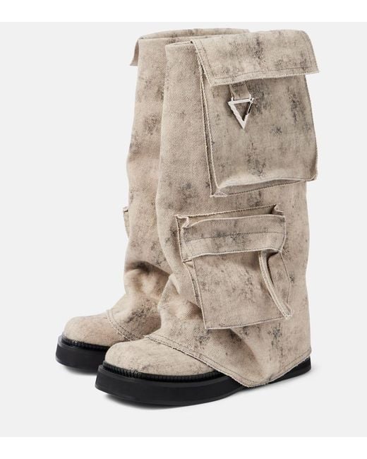 The Attico Natural Stiefel Robin Aus Canvas