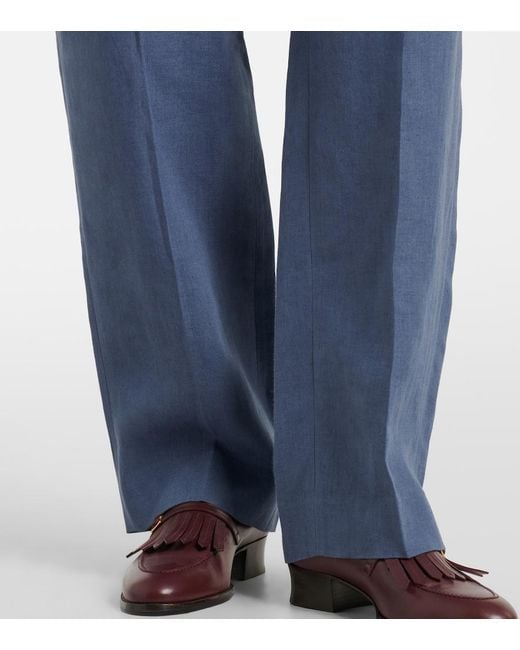 Blazé Milano Blue Fox Linen Straight Pants