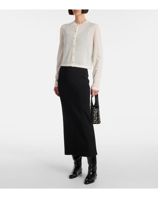 Khaite White Brieta Wool-Blend Cardigan