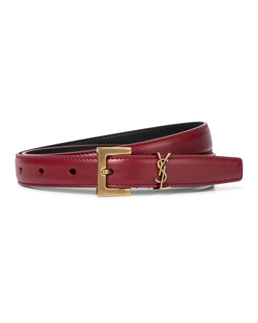 Saint Laurent Red Monogram Leather Belt