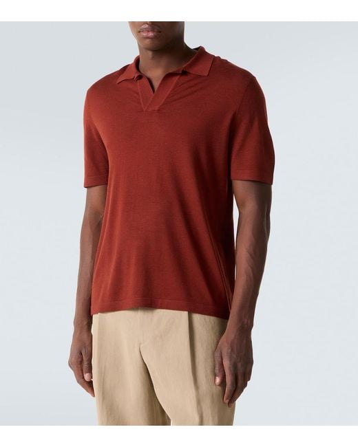 Gabriela Hearst Red Cashmere And Silk Polo Shirt for men