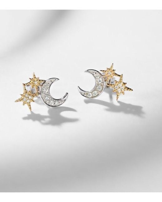 Sydney Evan White Moon 14Kt Earrings With Diamonds