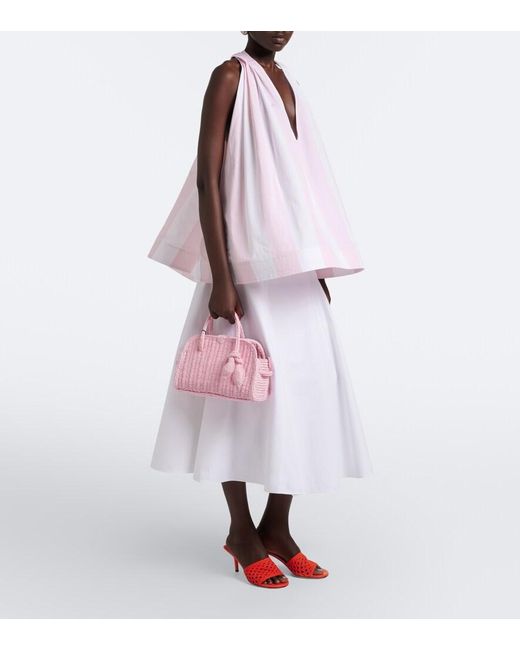 Jacquemus Pink Turismo Small Raffia-Effect Bowling Bag