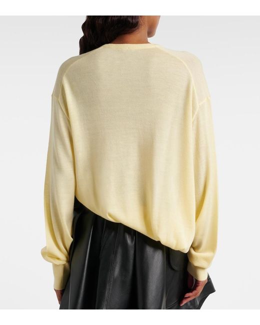 Loewe Yellow Double L Asymmetric Wool Sweater