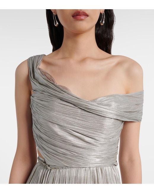 Maria Lucia Hohan White Serene Asymmetric Silk Muslin Gown