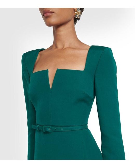 Vestido Midi De Lana Y Seda Con Cinturon Roland Mouret de color Green