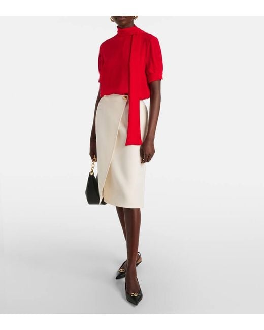 Valentino White Midirock Aus Crepe Couture