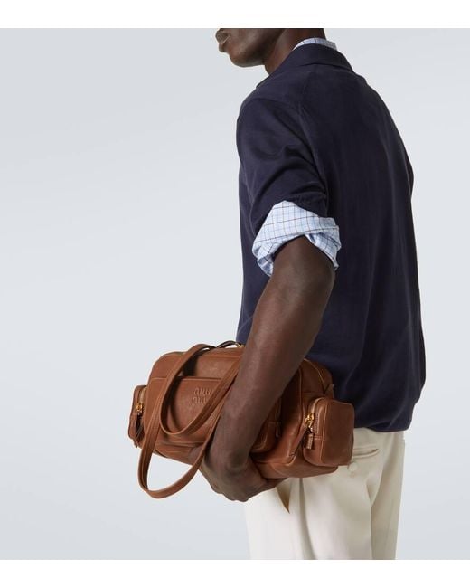 Miu Miu Tote Pocket Aus Leder in Brown für Herren