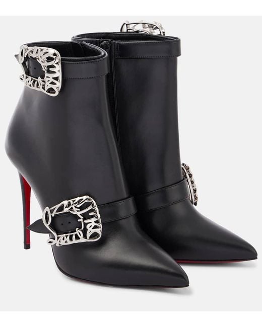 Christian Louboutin Black Giddylina 100 Ankle Boots Aus Leder Mit Schnallen