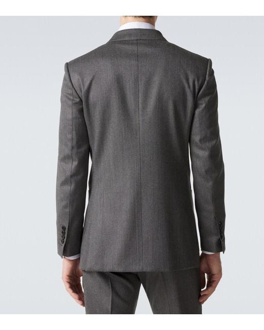 Tom Ford Gray Mouline Wool Twill Blazer for men