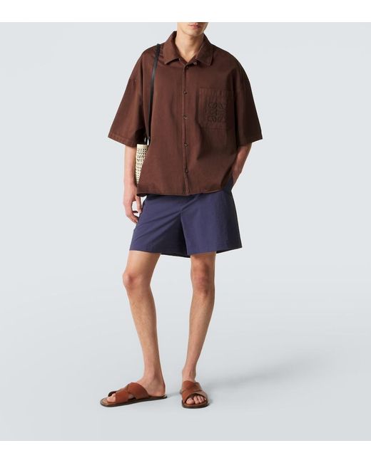 Loewe Blue Paula's Ibiza Cotton-Blend Poplin Shorts for men