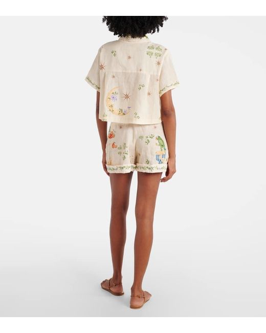 Agua Bendita Metallic Virtuosa Wild Embroidered Linen Shirt