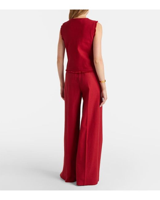Max Mara Red Rito Cotton Wide-Leg Pants