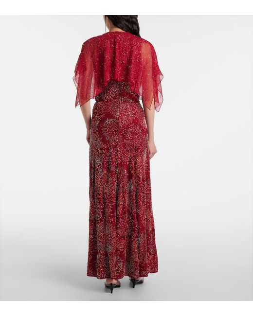 Rabanne Red Embellished Maxi Skirt